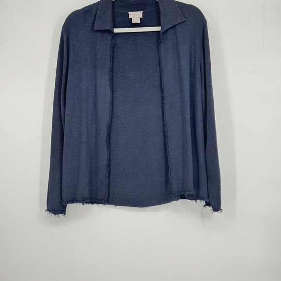 Sigrid Olsen Womens Blue Open-Front Silk Cardigan L - Picture 1 of 4